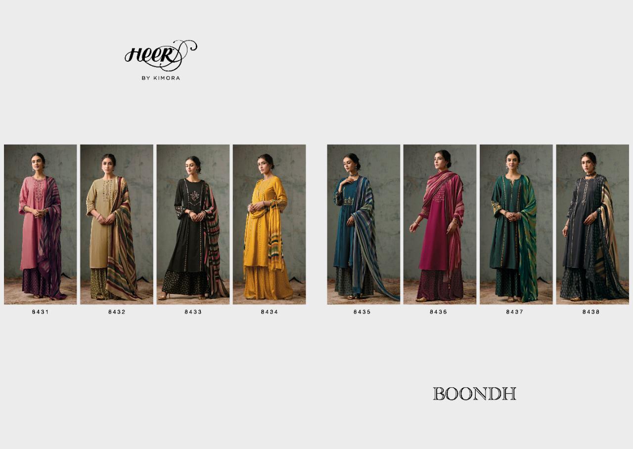 KIMORA BOONDH Latest Designer Fancy Festive Wear Pure Finest Cotton Satin With Embroidery on Neckline And Sleeves Salwar Suit Collection